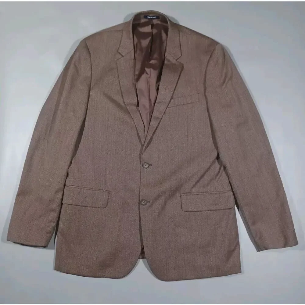 Paul Fredrick Blazer Mens 42L Brown‎ Polyester Tailored Fit Jacket